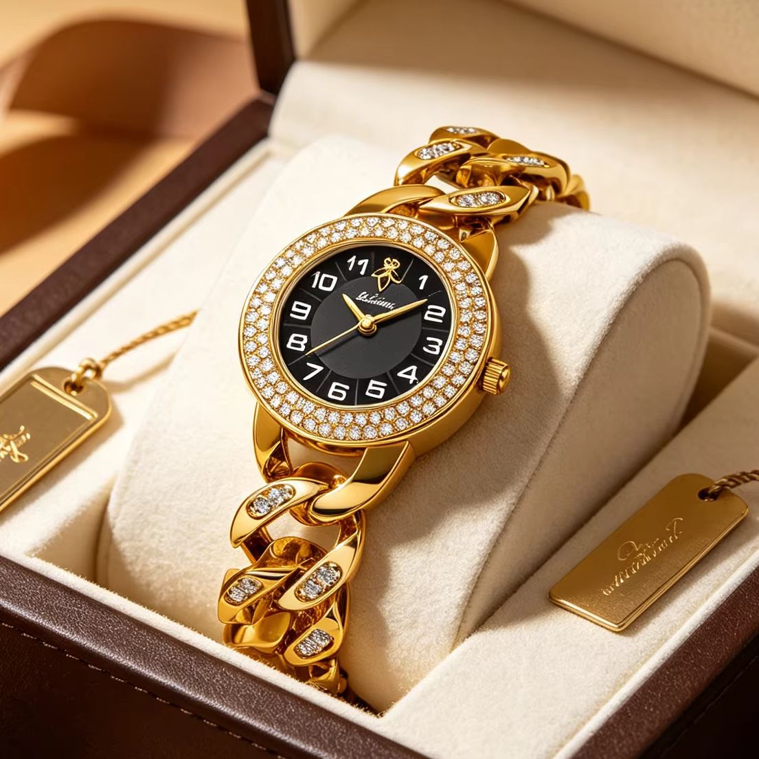 Luxury Watch Arabic - YaLaLuSi Gold Cuban Chain Women Watch