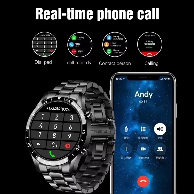 LIGE New Bluetooth Call Smart  - Luxury Watch Arabic 评论和价格