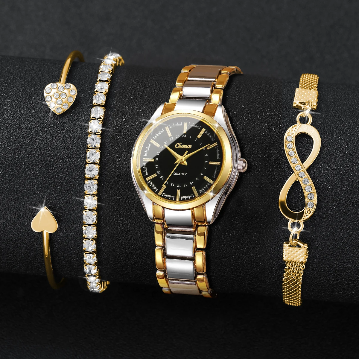 4PCS Elegant Women Watches Bra - Luxury Watch Kit 评论和价格