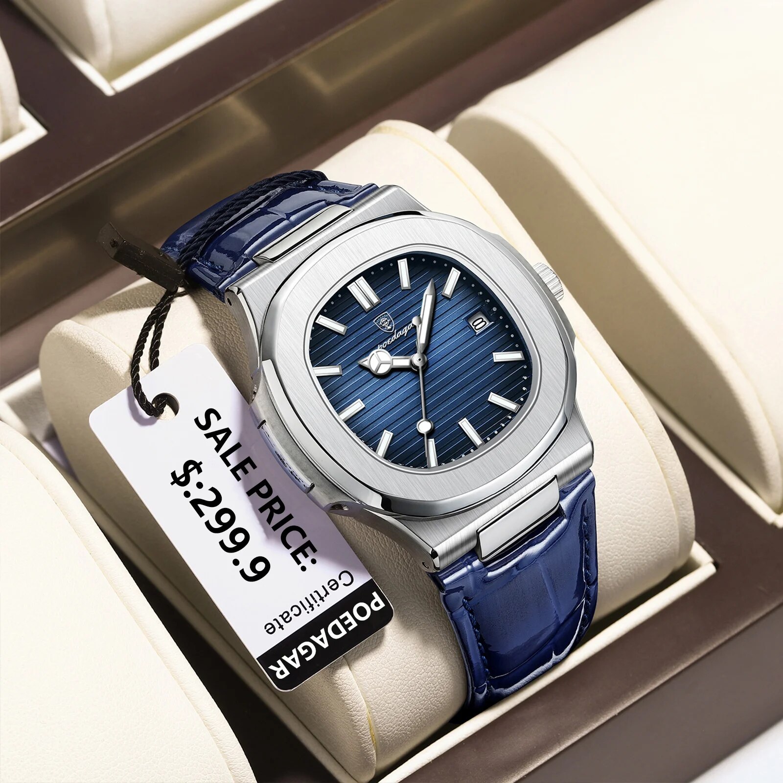 POEDAGAR Top Luxury Square Man - Luxury Watch Holder 评论和价格