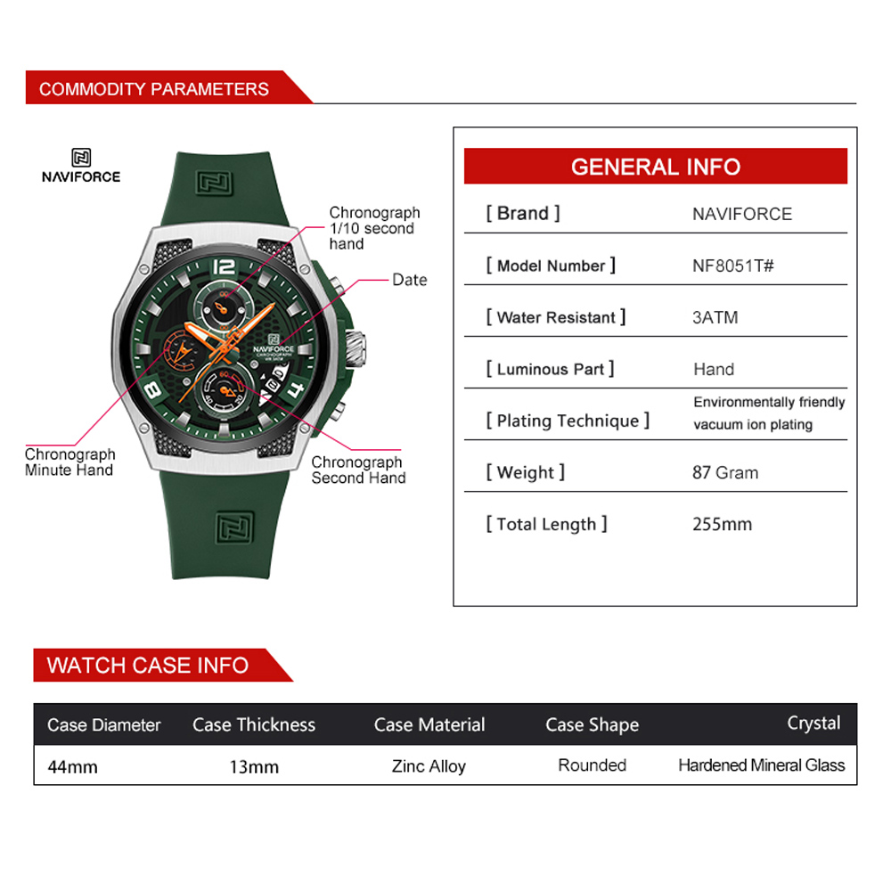NAVIFORCE Mens Casual Sport Wr - Field Watch Military 评论和价格